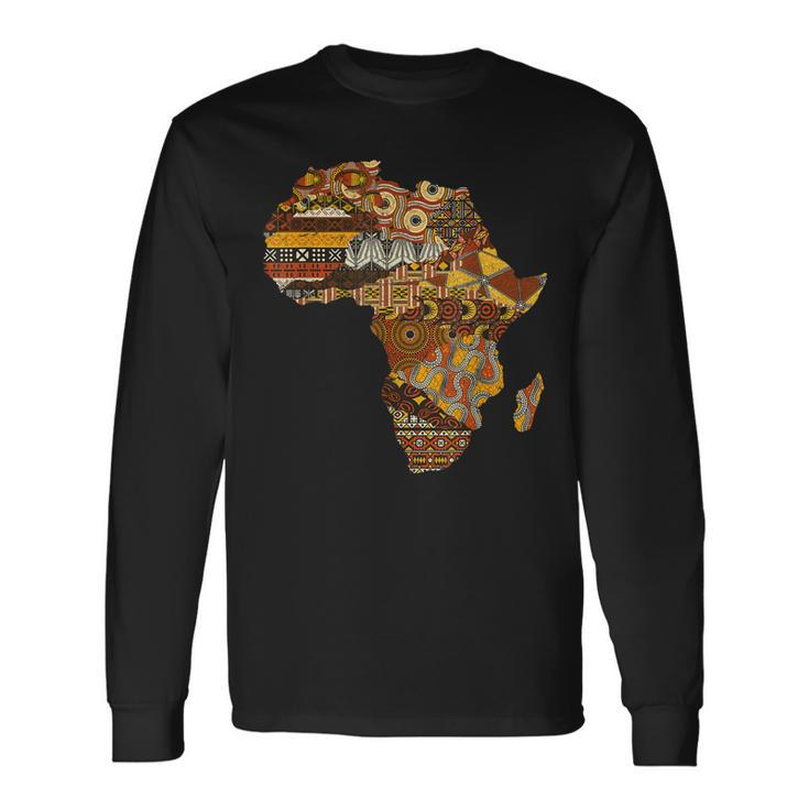 Africa Map Kente Cloth Black History Month Afro Africa Pride Long Sleeve T-Shirt