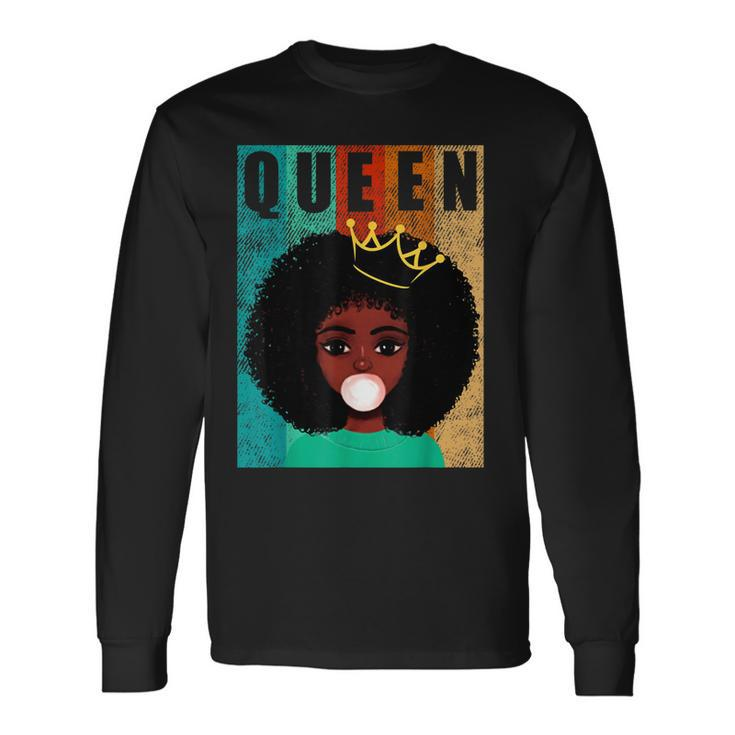 Afro Black Queen Ladies Empowerment Black History Month Long Sleeve T-Shirt