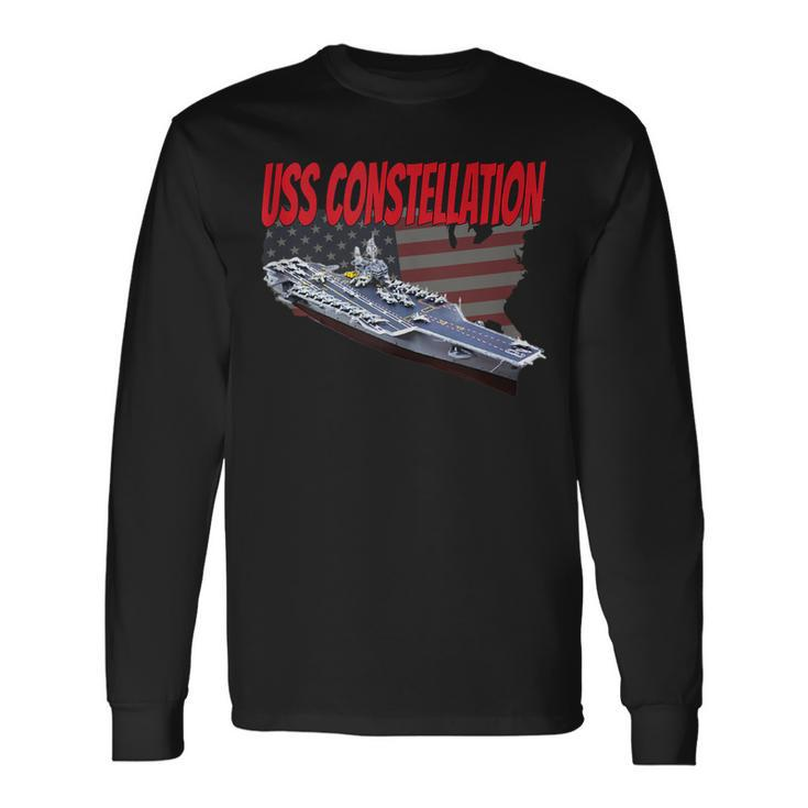 Aircraft Carrier Uss Constellation Cv-64 For Grandpa Dad Son Long Sleeve T-Shirt