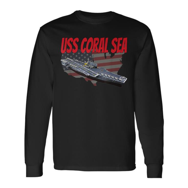 Aircraft Carrier Uss Coral Sea Cva-43 For Grandpa Dad Son Long Sleeve T-Shirt Gifts ideas