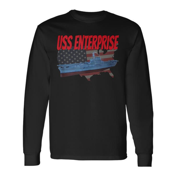 Aircraft Carrier Uss Enterprise Cv-6 Veteran Grandpa Dad Son Long Sleeve T-Shirt Gifts ideas