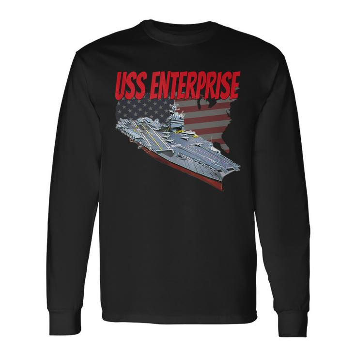 Aircraft Carrier Uss Enterprise Veteran Day Grandpa Dad Son Long Sleeve T-Shirt
