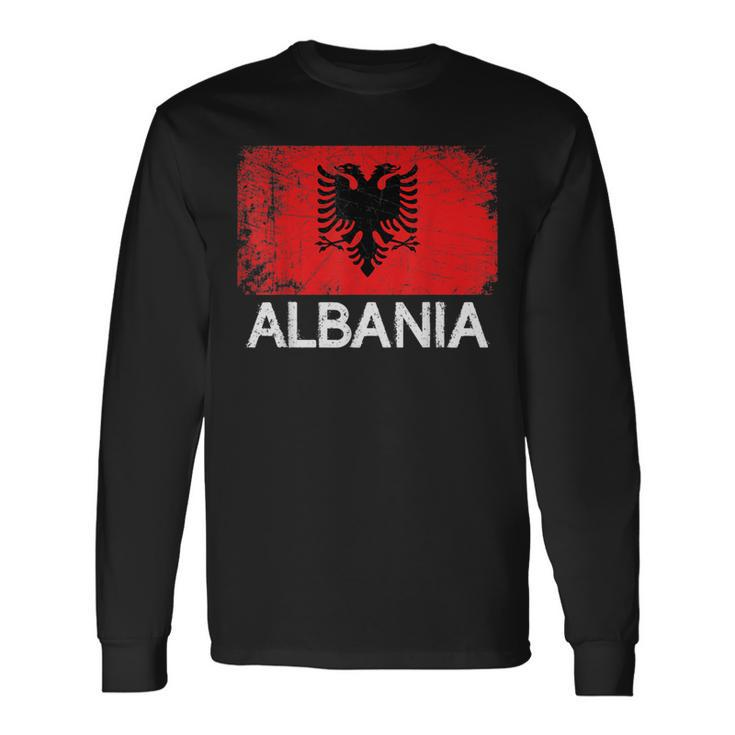Albanian Flag Vintage Made In Albania Long Sleeve T-Shirt