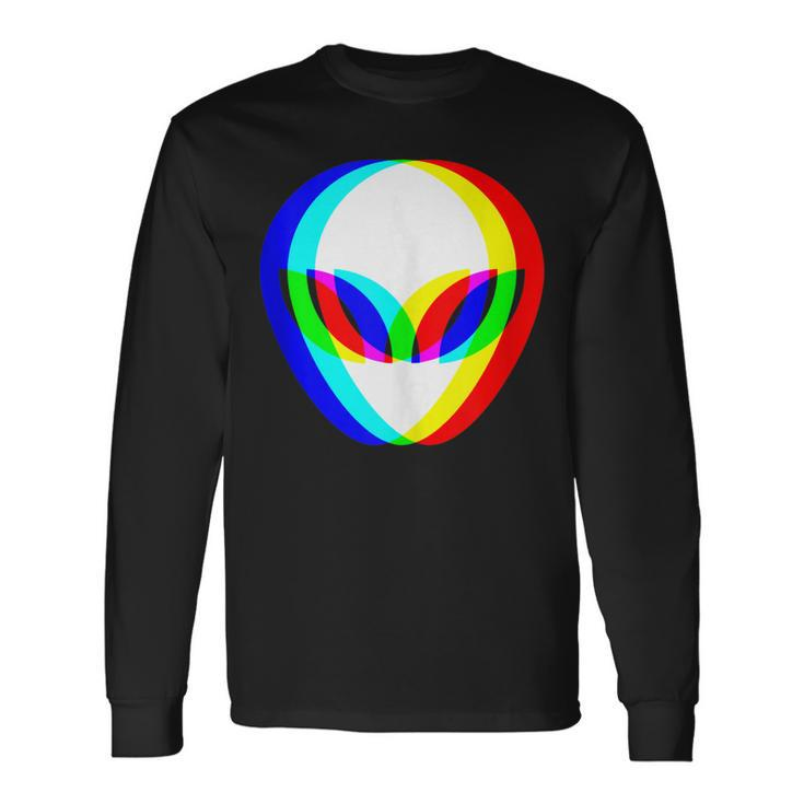 Alien Head Trippy Vaporwave Techno Rave Edm Music Festival Long Sleeve T-Shirt T-Shirt