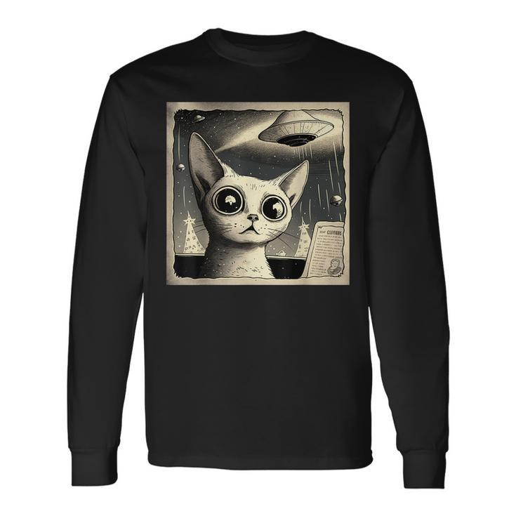 Alien Ufo Cat Selfie Long Sleeve T-Shirt T-Shirt