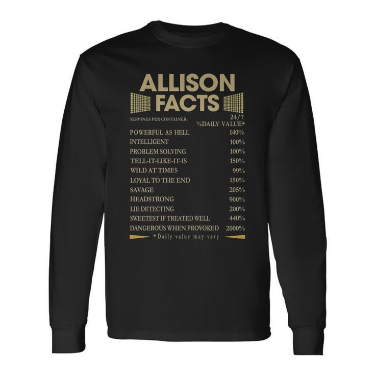 Allison Name Allison Facts Long Sleeve T-Shirt