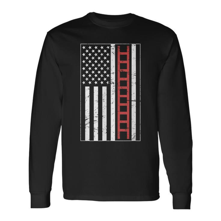 American Fire Department & Fire Fighter Firefighter Long Sleeve T-Shirt Gifts ideas