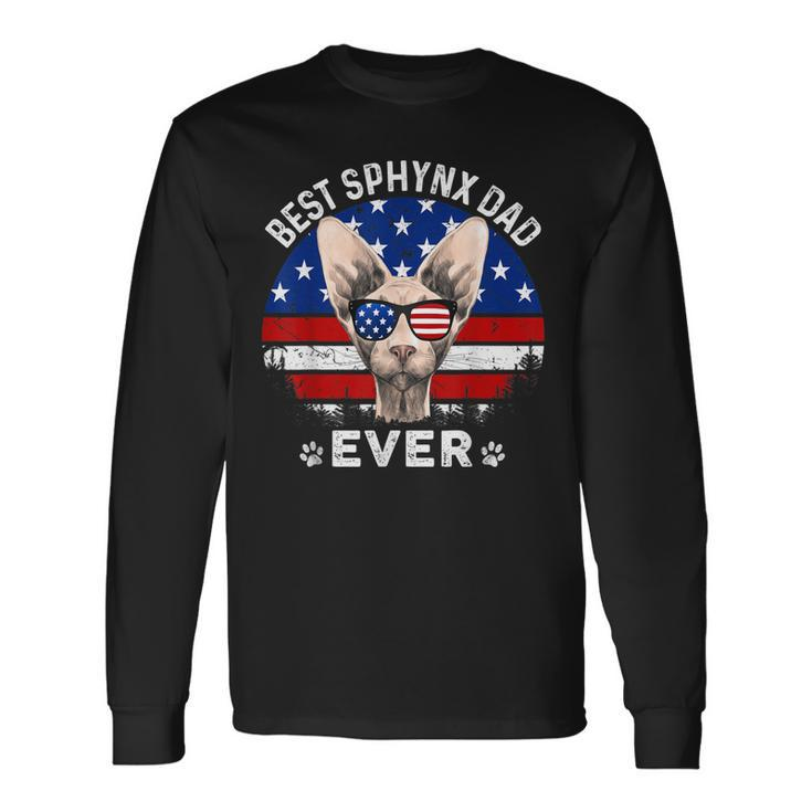 American Flag 4Th Of July Sphynx Dad Cat Lovers Long Sleeve T-Shirt T-Shirt