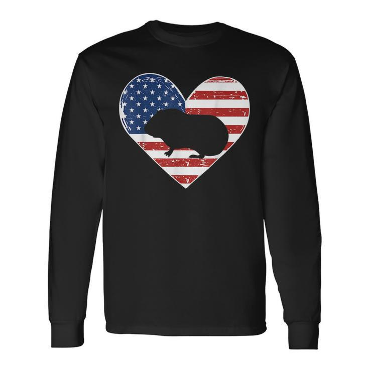 American Flag 4Th Of July Guiena Pig Dad Guiena Pig Lover Men Women Long Sleeve T-shirt Graphic Print Unisex Gifts ideas