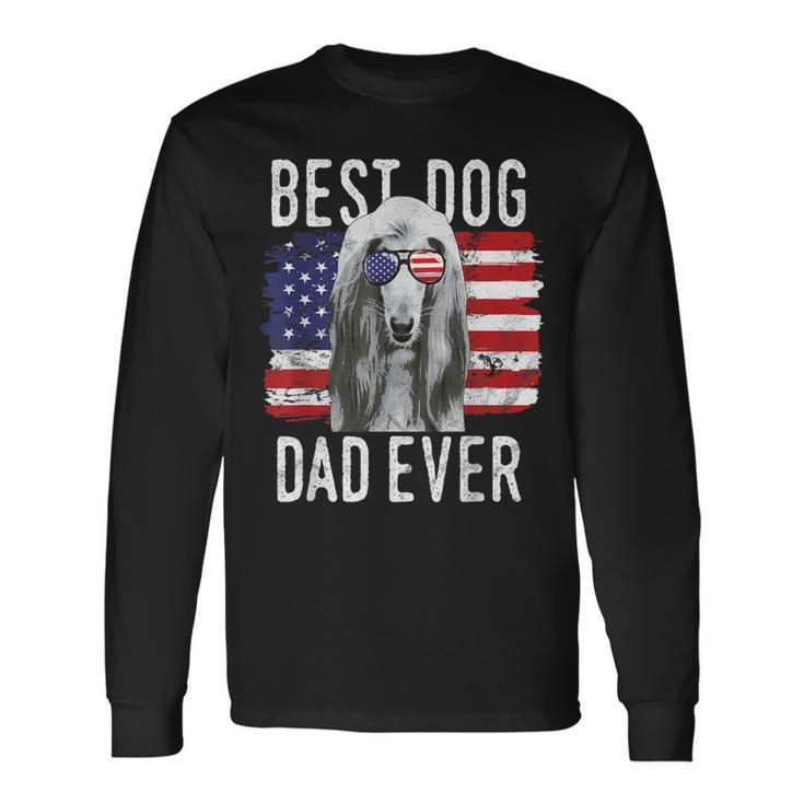 American Flag Best Dog Dad Ever Afghan Hounds Usa Long Sleeve T-Shirt T-Shirt