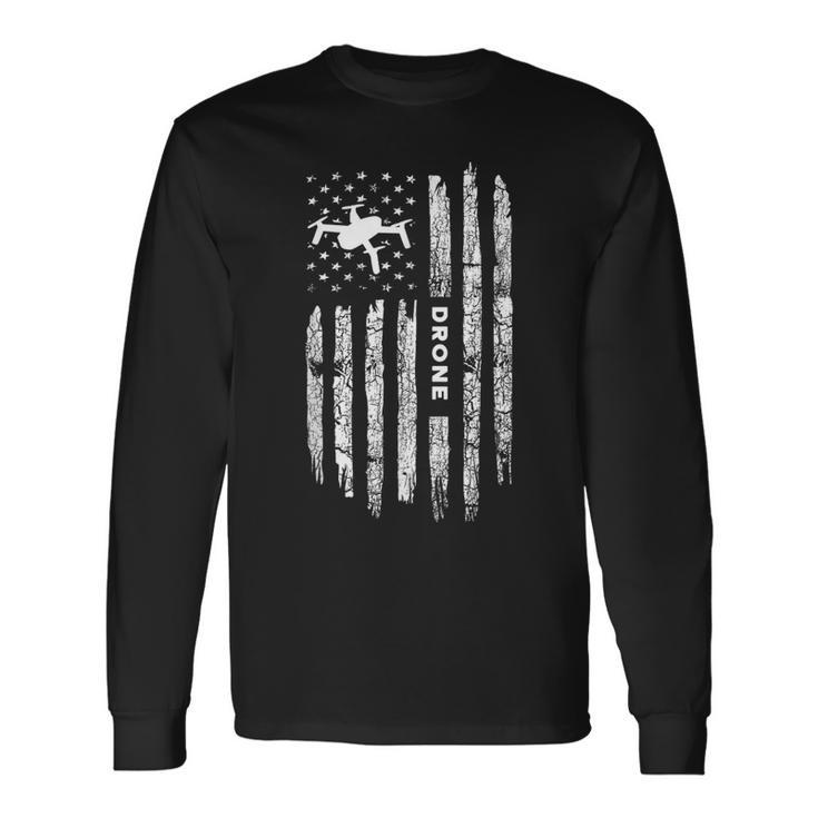 American Flag Drone Clothing Drone Pilot Vintage Drone Long Sleeve T-Shirt T-Shirt Gifts ideas