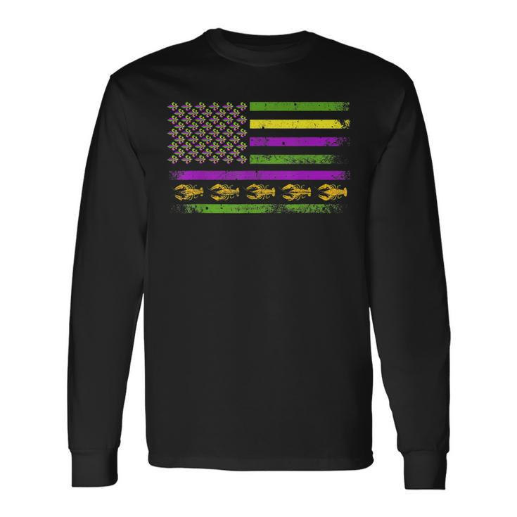 American Flag Mardi Gras Mardi Gras Crawfish Outfit V2 Long Sleeve T-Shirt