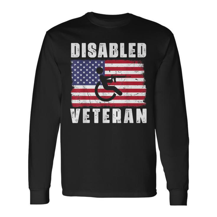 American Flag Retro Vintage Disabled Veteran Retro Vintage Long Sleeve T-Shirt