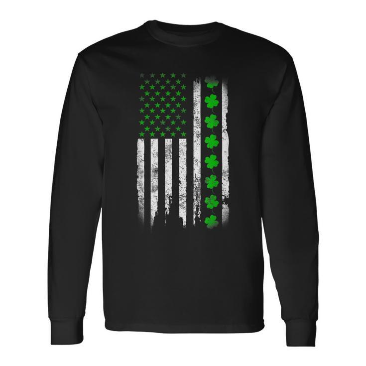 American Flag St Patricks Day Vintage Irish Lucky V2 Long Sleeve T-Shirt