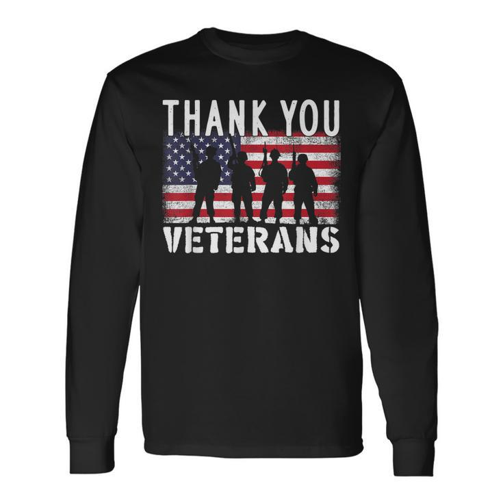 American Flag Thank You Veterans Proud Veteran Usa Day V2 Long Sleeve T-Shirt
