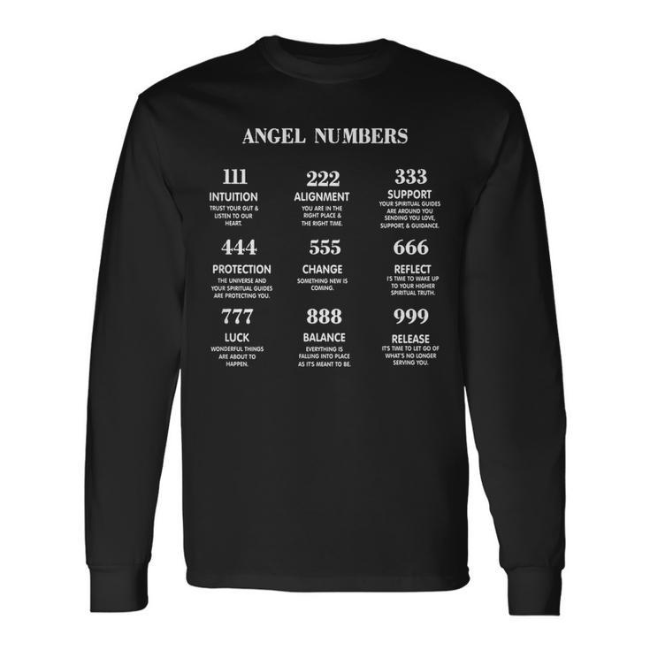 Angel Numbers Trendy With Sayings On Back Side Long Sleeve T-Shirt T-Shirt Gifts ideas