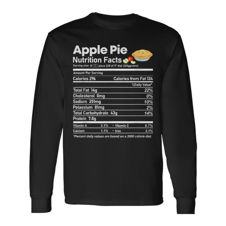 Apple Pie Nutrition Facts Funny Thanksgiving Christmas Men Women Long Sleeve T-shirt Graphic Print Unisex Gifts ideas