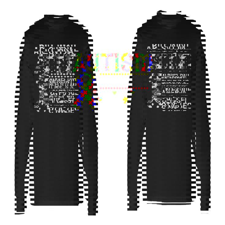 April Is National Autism Awareness Month Autism Awareness Long Sleeve T-Shirt T-Shirt Gifts ideas