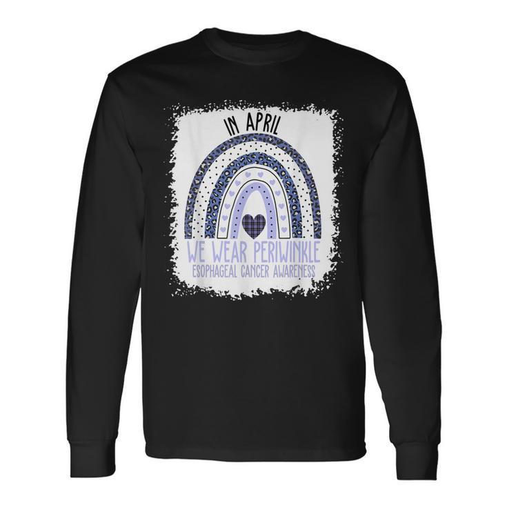 In April We Wear Periwinkle Esophageal Cancer Awareness Long Sleeve T-Shirt T-Shirt