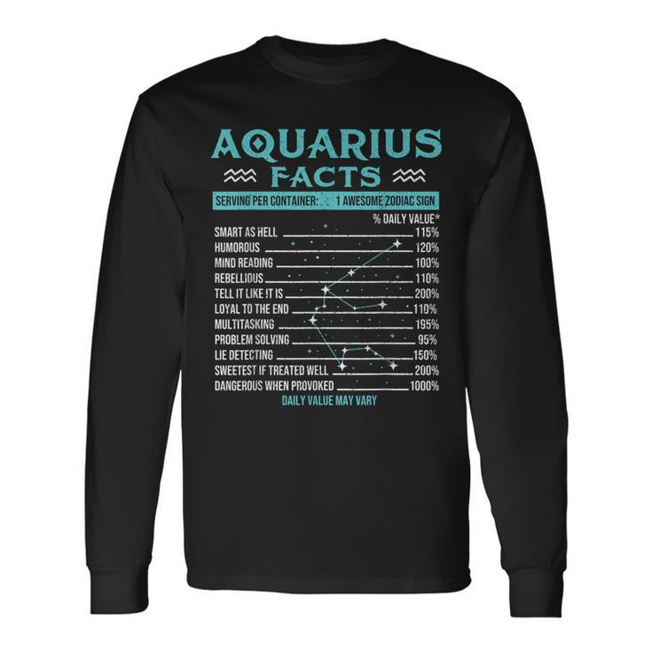 Aquarius Facts Zodiac Sign Horoscope Birthday Astrology Long Sleeve T-Shirt T-Shirt