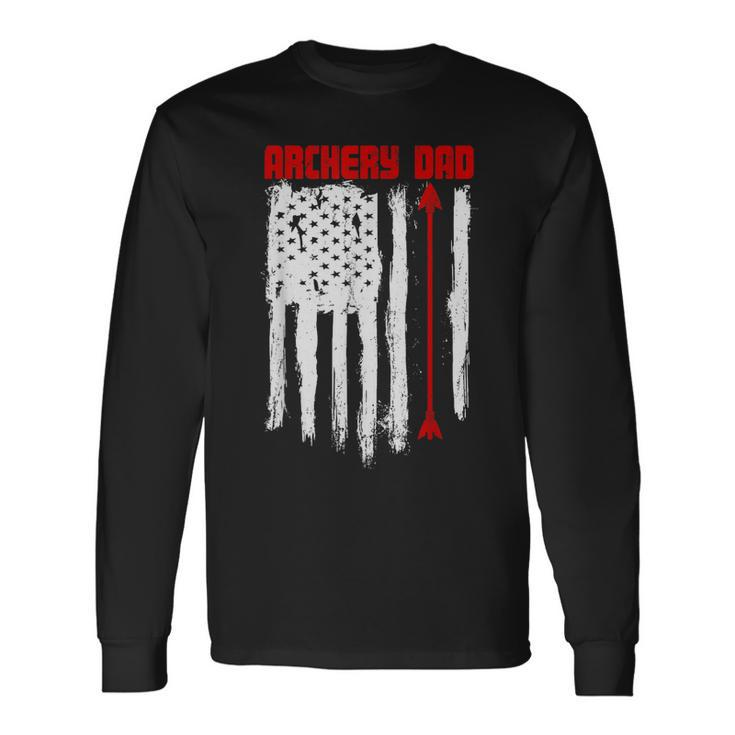Archery Dad Vintage Usa Red White Flag Long Sleeve T-Shirt