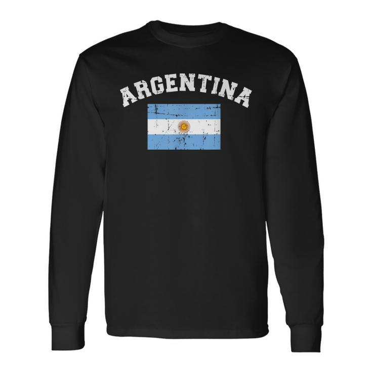 Argentina Flag  V2 Men Women Long Sleeve T-shirt Graphic Print Unisex
