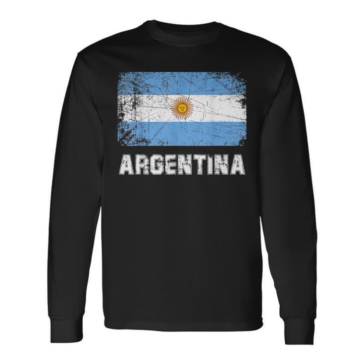 Argentinian Flag T  Vintage Made In Argentina Gift  V2 Men Women Long Sleeve T-shirt Graphic Print Unisex