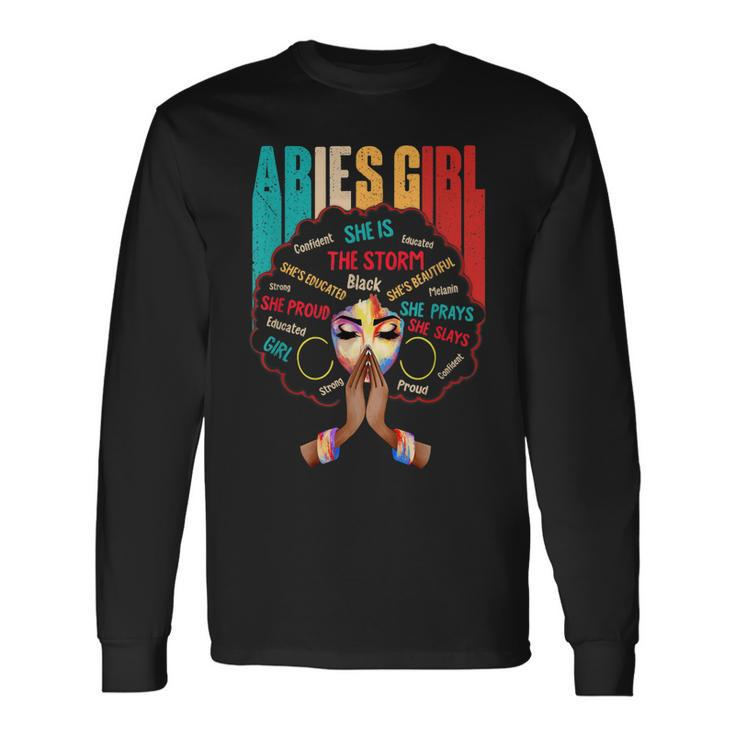 Aries Girl She Slays & Prays March April Birthday Queens Long Sleeve T-Shirt T-Shirt