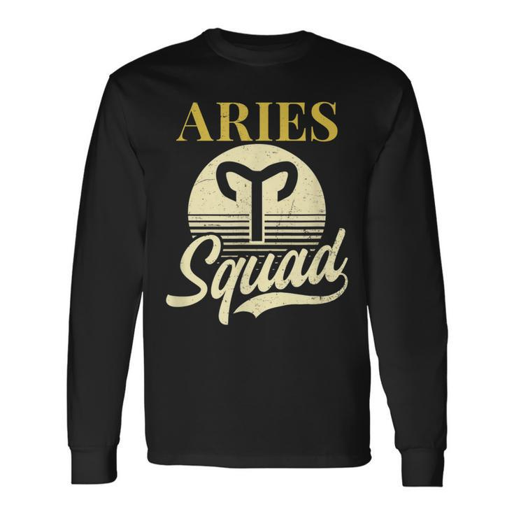 Aries Zodiac Vintage Retro Squad Long Sleeve T-Shirt T-Shirt