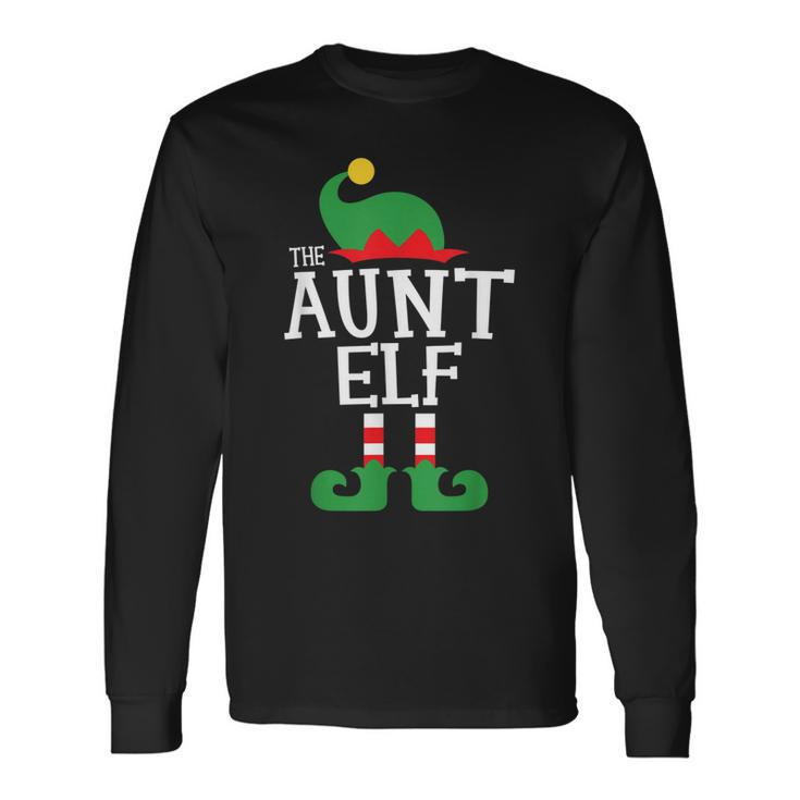 Aunt Elf Family Christmas Matching Top Men Women Long Sleeve T-shirt Graphic Print Unisex Gifts ideas
