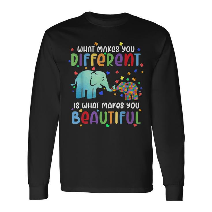 Autism Awareness Elephant What Makes Different Beautiful Long Sleeve T-Shirt T-Shirt