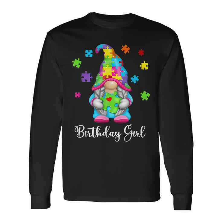 Autism Awareness Gnome Puzzle Birthday Girls Toddlers Long Sleeve T-Shirt