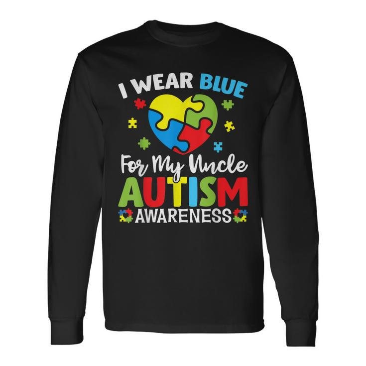 Autism Awareness Month Heart I Wear Blue For My Uncle Long Sleeve T-Shirt T-Shirt