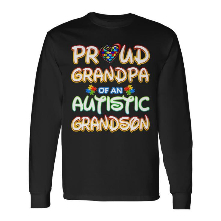 Autism Awareness Proud Grandpa Of Autistic Grandson Long Sleeve T-Shirt