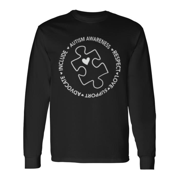 Autism Awareness Puzzle Piece Love Adapt Support Respect Long Sleeve T-Shirt T-Shirt