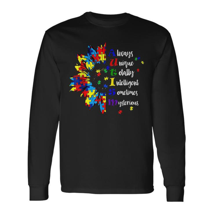 Autism Awareness Support Autism For Mom Dad Sunflower Long Sleeve T-Shirt T-Shirt Gifts ideas