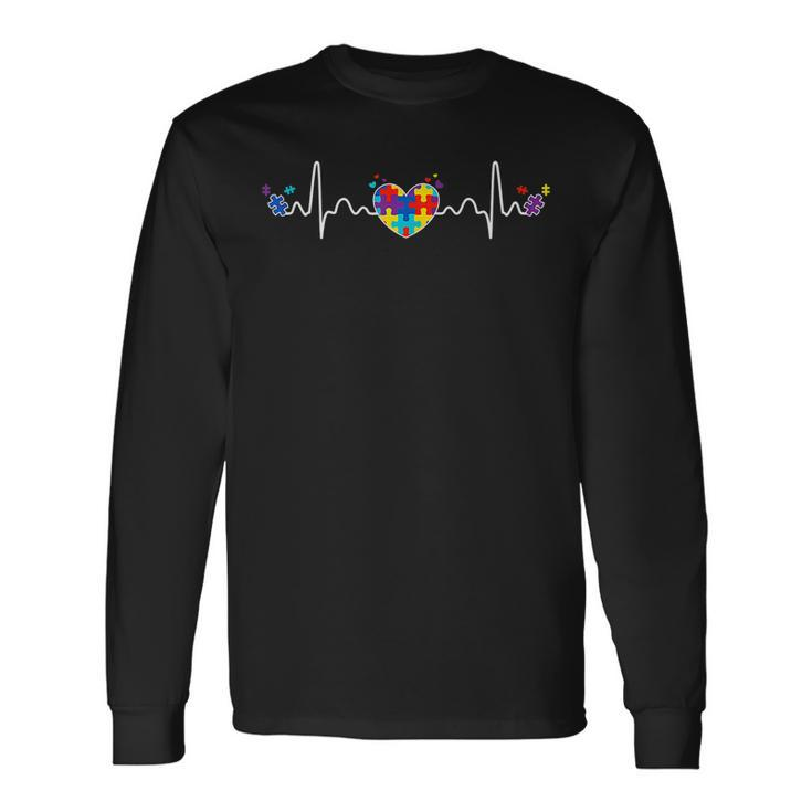 Autism Heartbeat Autistic Awareness Fighter Special Needs Long Sleeve T-Shirt Gifts ideas