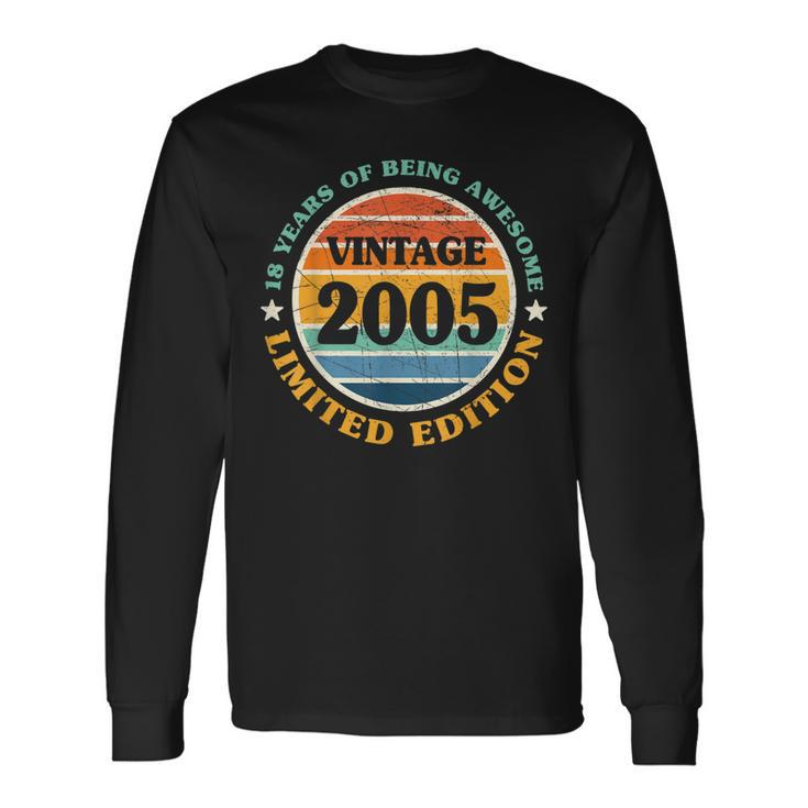 Awesome 18 Years Old 18Th Birthday Sunset Vintage 2005 Long Sleeve T-Shirt
