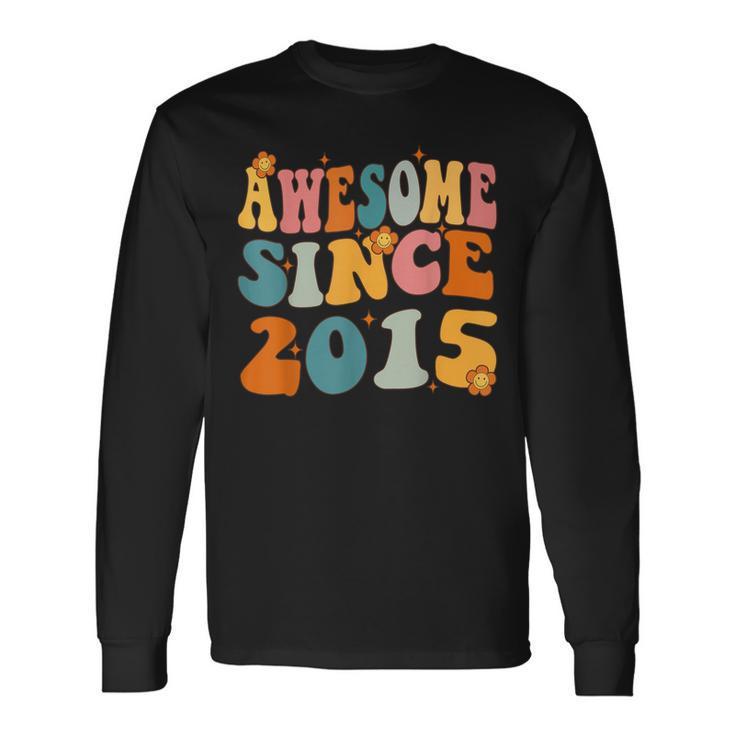 Awesome Since 2015 Birthday 8Th Anniversary Groovy 8 Years Long Sleeve T-Shirt T-Shirt