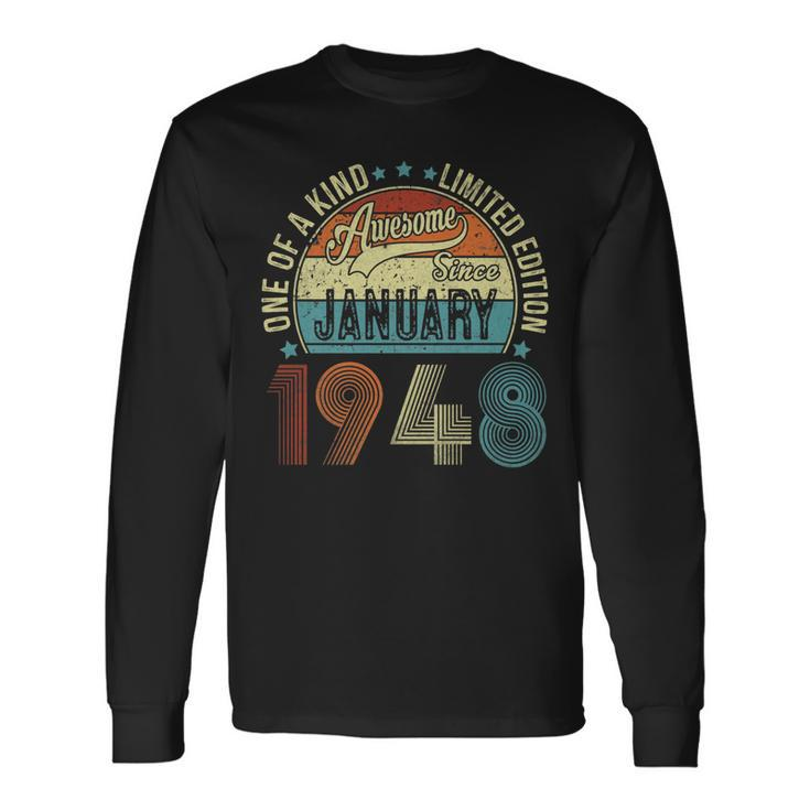 Awesome Since January 1948 75 Year Old 75Th Birthday Long Sleeve T-Shirt