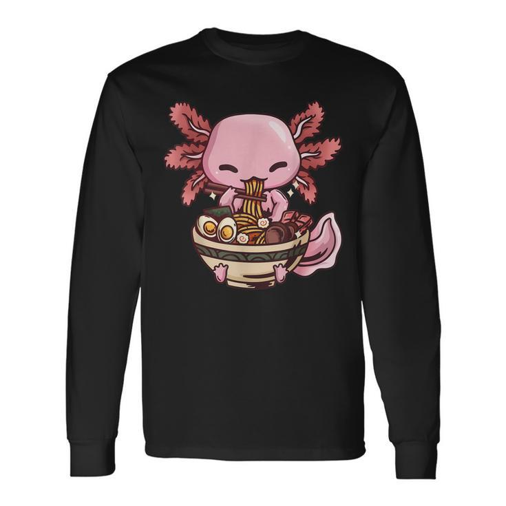 Axolotl Ramen Anime Kawaii Eating Girls Ns Long Sleeve T-Shirt T-Shirt