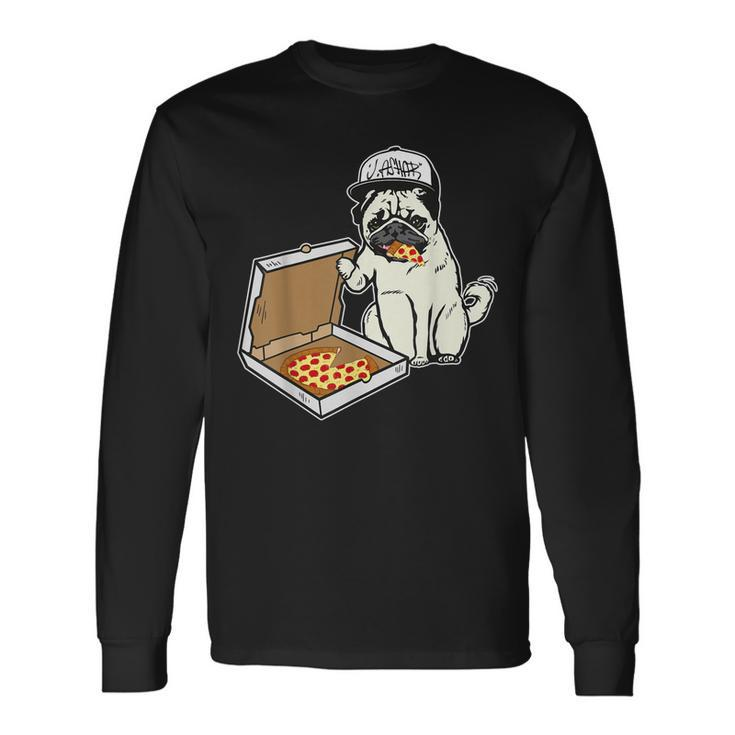 Babu The Pug Dog Eating Pizza Justin Ashar Snapback Long Sleeve T-Shirt T-Shirt