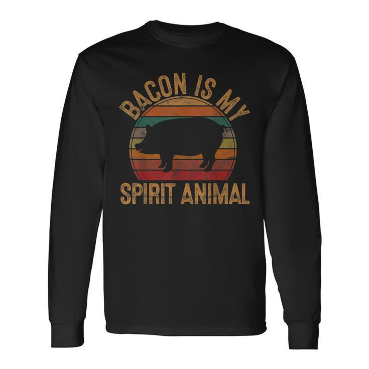 Bacon Is My Spirit Animal Retro Bbq Costume Pork Grill Long Sleeve T-Shirt