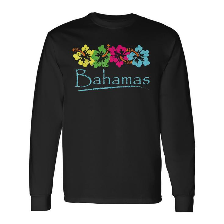 Bahamas Exotic Tropical Beach And Vacation Vintage Print Long Sleeve T-Shirt