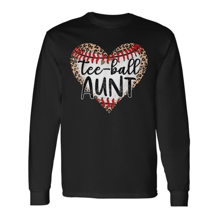 -Ball Aunt Leopard Heart -Ball Mom Long Sleeve T-Shirt