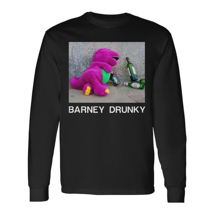 Barney Drunky Wine Bottle The Dinosaur Long Sleeve T-Shirt