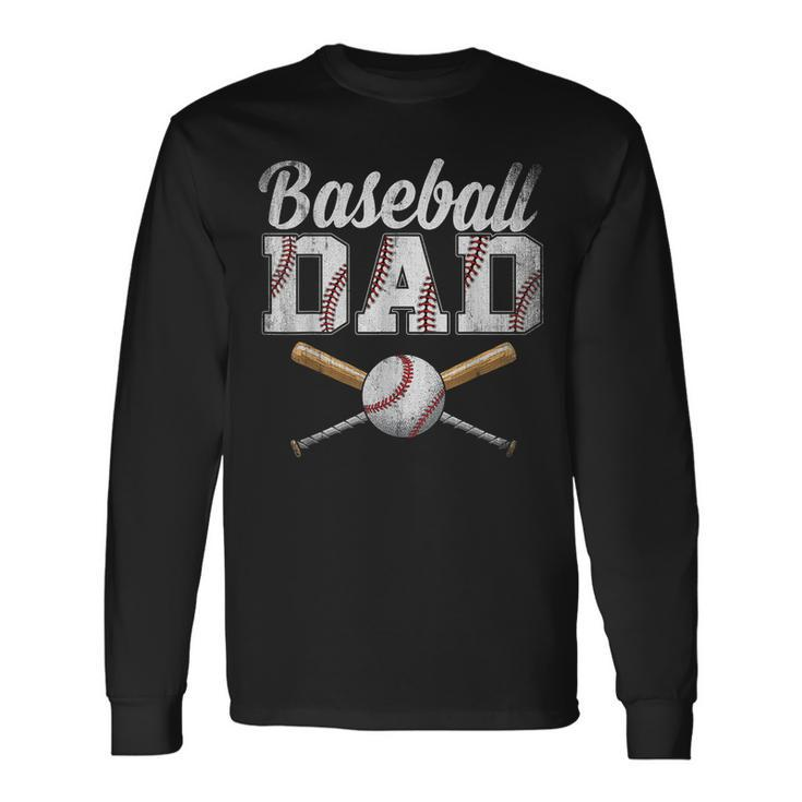 Baseball Dad For Dad Fathers Day Baseball Lovers Long Sleeve T-Shirt T-Shirt