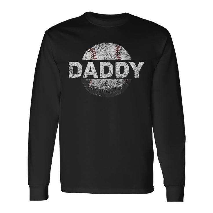 Baseball Daddy Dad Baseball Ball Vintage Long Sleeve T-Shirt Gifts ideas