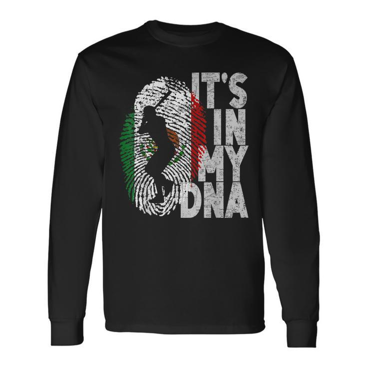 Baseball Mexican Its In My Dna Hispanic Flag Fingerprint Long Sleeve T-Shirt