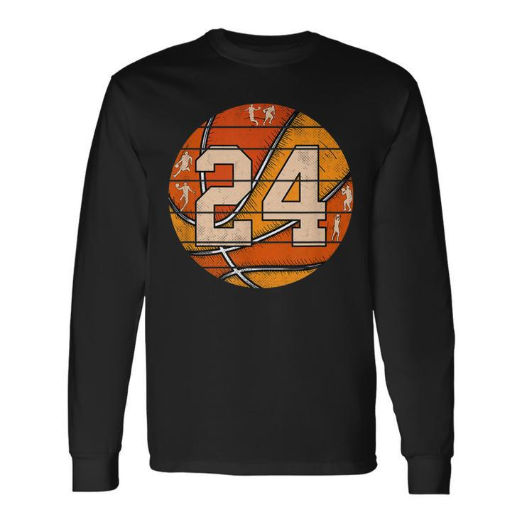 Basketball Number 24 Jersey Love Basketball Player Vintage Long Sleeve T-Shirt
